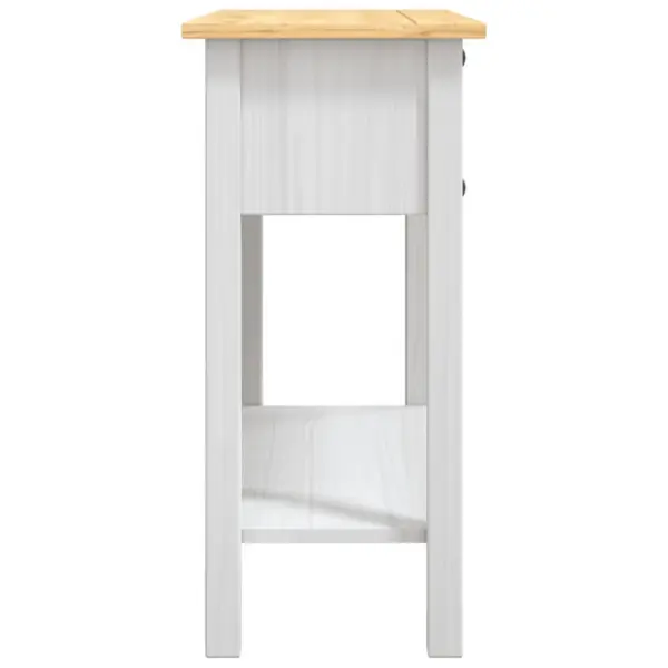Corona stiilis konsoollaud vahatatud männipuidust, valge kere ja pruun ülaosa, 90 x 34,5 x 73 cm – 4