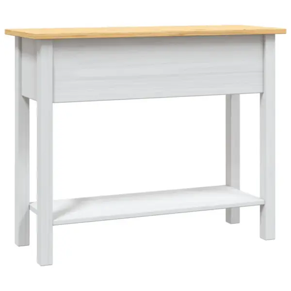 Corona stiilis konsoollaud vahatatud männipuidust, valge kere ja pruun ülaosa, 90 x 34,5 x 73 cm – 6