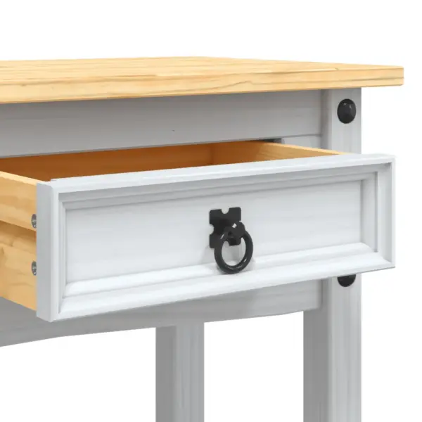 Corona stiilis konsoollaud vahatatud männipuidust, valge kere ja pruun ülaosa, 90 x 34,5 x 73 cm – 7