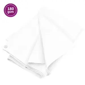 Valge HDPE present aiamööbli katmiseks, 4 x 8 m, 180 g/m², alumiiniumist aasad 50 cm vahega