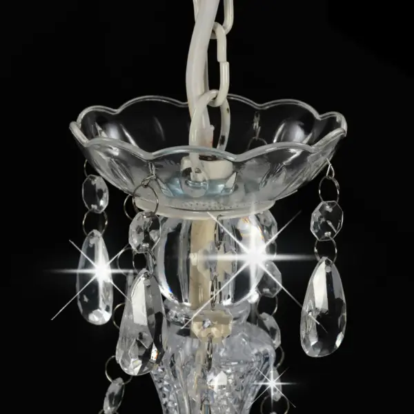 Valge helmestega lühter, 3 x E14, metall ja akrüül, 36 x 42 cm – 5