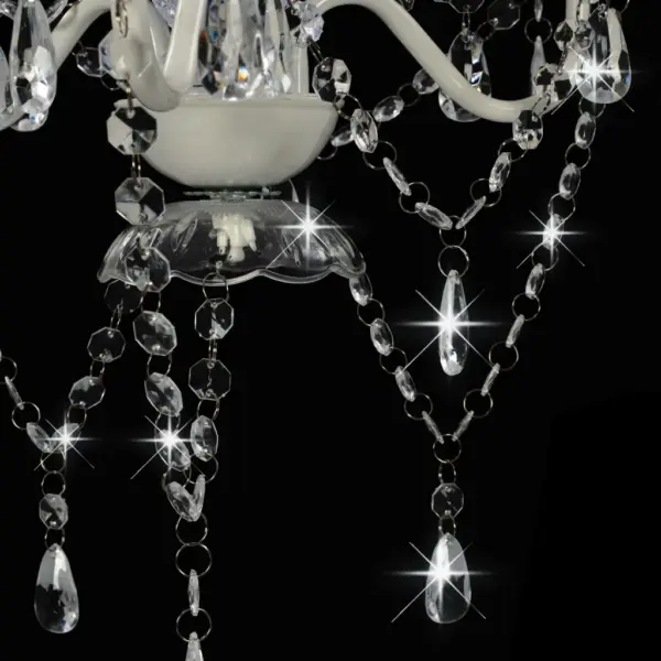 Valge helmestega lühter, 3 x E14, metall ja akrüül, 36 x 42 cm – 7