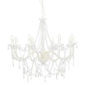 Valge helmestega lühter 8xE14, akrüülhelmed, 80 cm