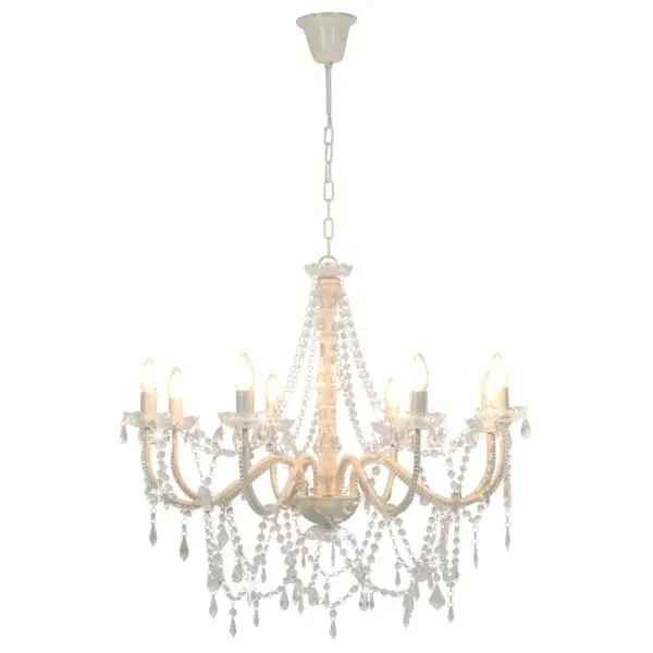 Valge helmestega lühter 8xE14, akrüülhelmed, 80 cm – 2