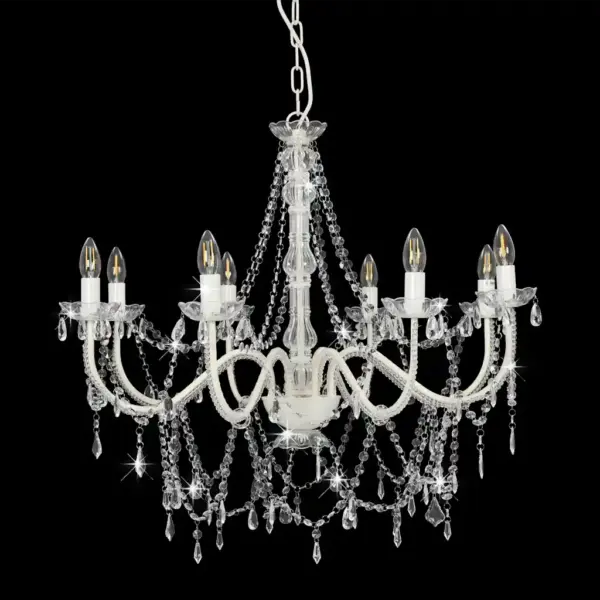 Valge helmestega lühter 8xE14, akrüülhelmed, 80 cm – 4