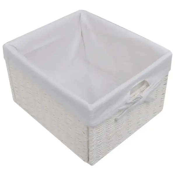 Valge hoiukapp 9 punutud korviga, MDF ja paulownia puit, 94 x 37 x 76 cm - 4