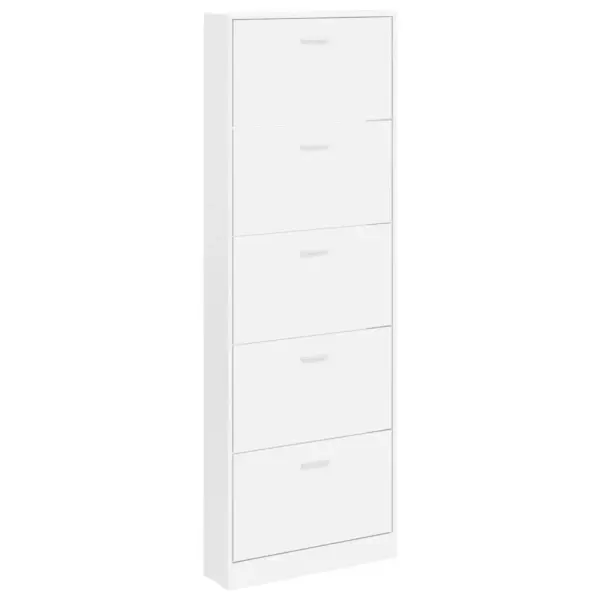 Kitsas valge jalanõukapp 5 sektsiooniga, 59 x 17 x 169 cm – 2
