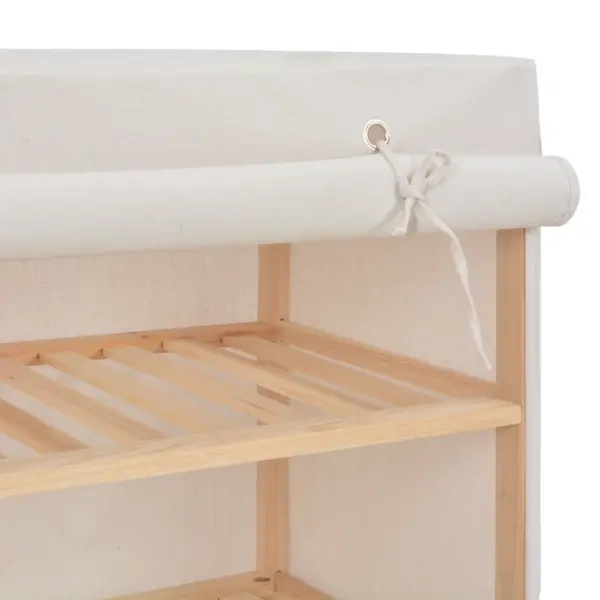 Kolme tasandiga kangaskattega kingakapp, valge, kuusepuidust raam, 79 x 40 x 80 cm – 8