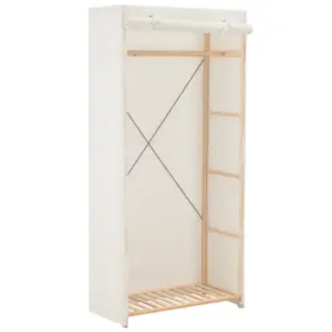 Kangast garderoob riidepuutoruga, valge, kuusepuidust raam, 79 x 40 x 170 cm