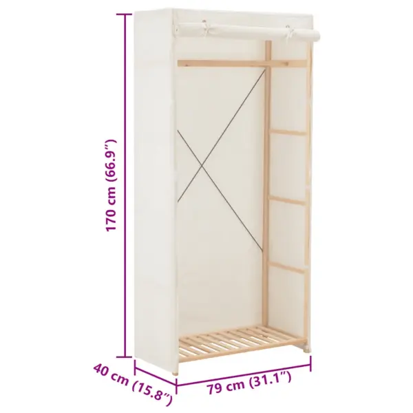 Kangast garderoob riidepuutoruga, valge, kuusepuidust raam, 79 x 40 x 170 cm – 6