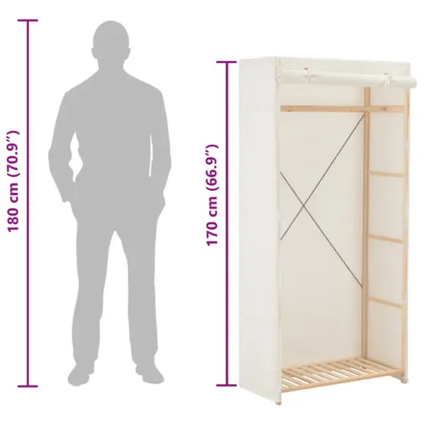 Kangast garderoob riidepuutoruga, valge, kuusepuidust raam, 79 x 40 x 170 cm – 7
