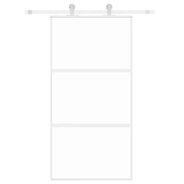 Valge karastatud klaasist liuguks alumiiniumraamiga, 102,5 x 205 cm – 3
