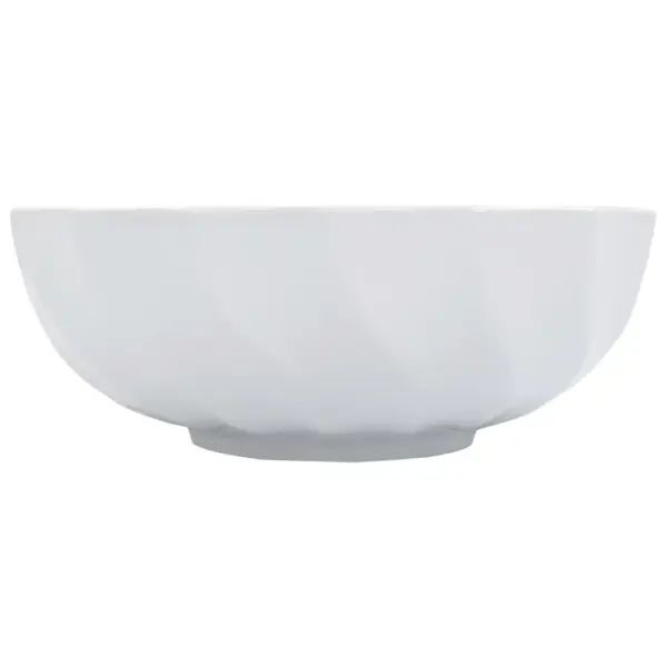 Ümmargune keraamiline valamu lillelise servaga, kapi peale, valge, 46 x 17 cm – 4