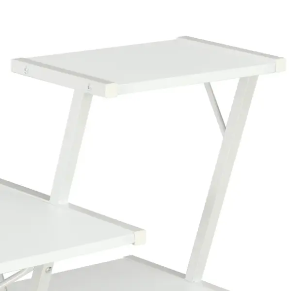 Valge kirjutuslaud riiulisüsteemiga ja X-jalgadega, 116 x 50 x 93 cm – 5