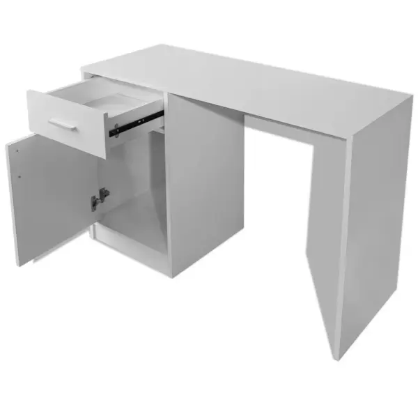 Valge kirjutuslaud sahtli ja kapiga, tehispuit ja MDF, 100 x 40 x 73 cm – 4
