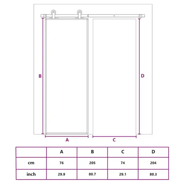 Valge lükanduks karastatud klaasiga, alumiiniumraam, 76 x 205 cm – 10