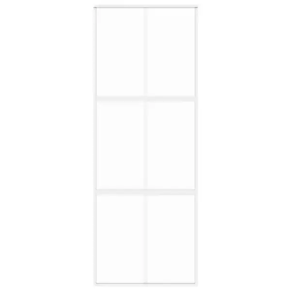 Valge karastatud klaasist ja alumiiniumraamiga lükanduks, 76 x 205 cm, vertikaalse dekoratiivjoonega – 4