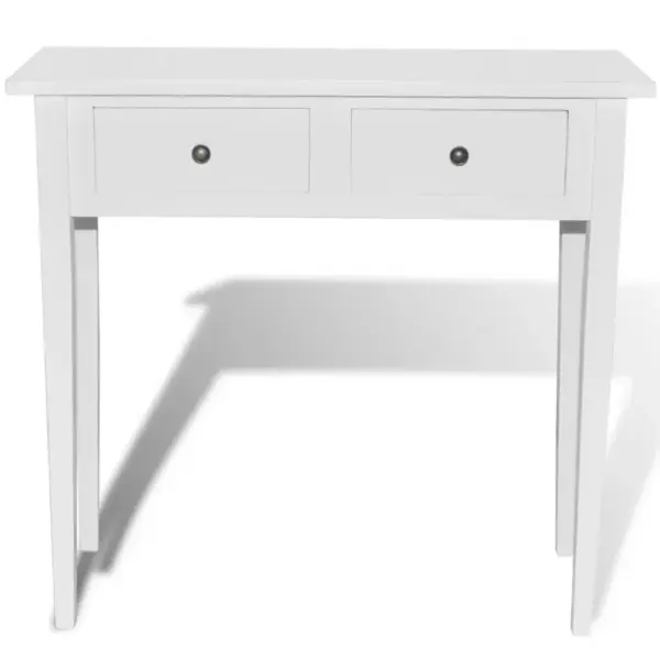 Valge konsoollaud kahe sahtliga, MDF ja männipuit, 79 x 30 x 74 cm – 3