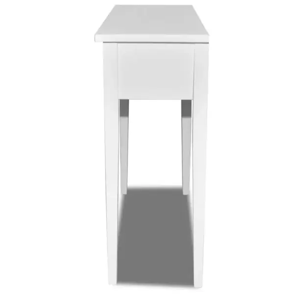 Valge konsoollaud kahe sahtliga, MDF ja männipuit, 79 x 30 x 74 cm – 4