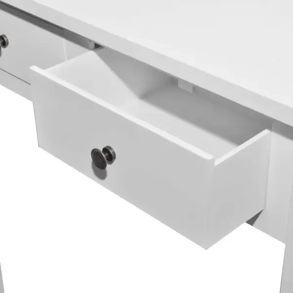 Valge konsoollaud kahe sahtliga, MDF ja männipuit, 79 x 30 x 74 cm – 5