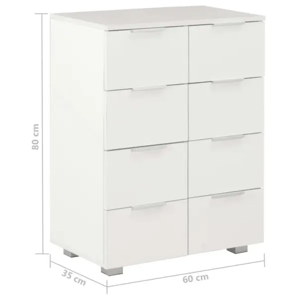 Valge kõrgläikega puhvetkapp 8 sahtliga, tehispuit, 60 x 35 x 80 cm – 9