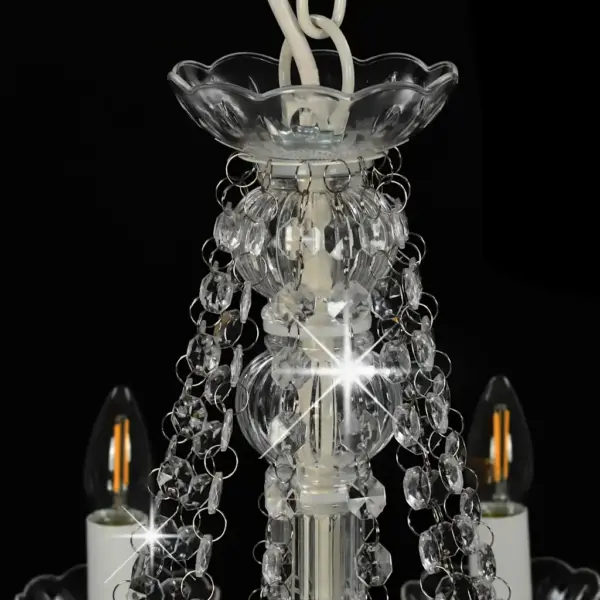 Valge kristallhelmestega lühter 12 x E14, metall ja akrüül, 80 cm – 5