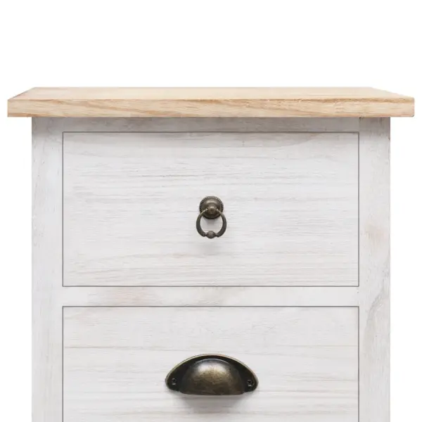 Valge ja puiduvärvi Paulownia puidust kummut, 5 sahtlit, 35 x 25 x 87 cm – 5