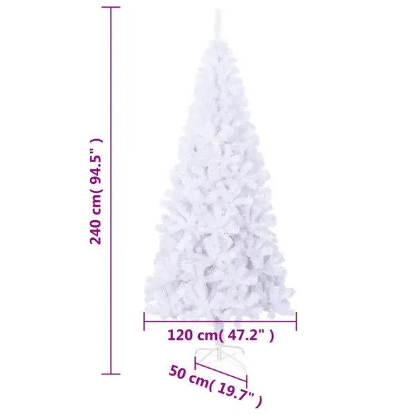 Tihe valge kunstkuusk PVCst, 240 cm, metalljalaga, 1300 oksa – 7