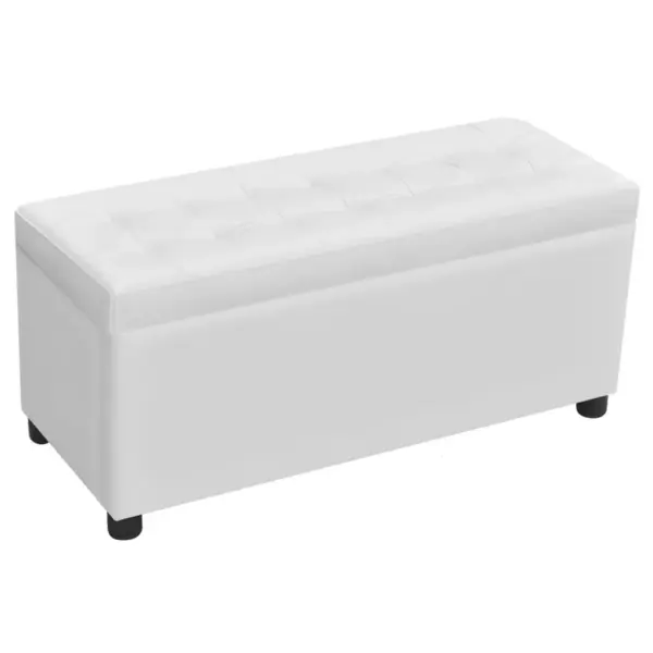 Valge kunstnahast hoiutumba jalatoeks ja lisatooliks, pööratava kaanega, 87,5 x 36 x 41 cm – 2