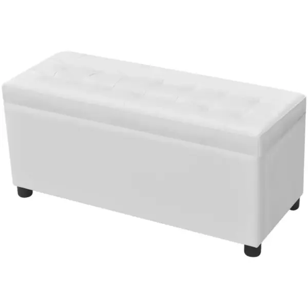 Valge kunstnahast hoiutumba jalatoeks ja lisatooliks, pööratava kaanega, 87,5 x 36 x 41 cm – 3