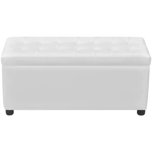 Valge kunstnahast hoiutumba jalatoeks ja lisatooliks, pööratava kaanega, 87,5 x 36 x 41 cm – 4