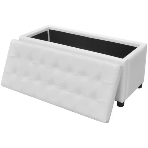 Valge kunstnahast hoiutumba jalatoeks ja lisatooliks, pööratava kaanega, 87,5 x 36 x 41 cm – 6
