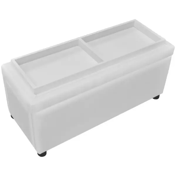 Valge kunstnahast hoiutumba jalatoeks ja lisatooliks, pööratava kaanega, 87,5 x 36 x 41 cm – 7