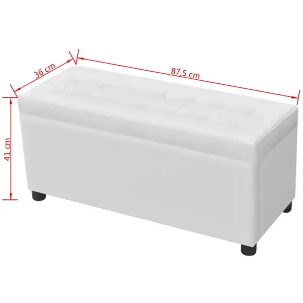 Valge kunstnahast hoiutumba jalatoeks ja lisatooliks, pööratava kaanega, 87,5 x 36 x 41 cm – 9