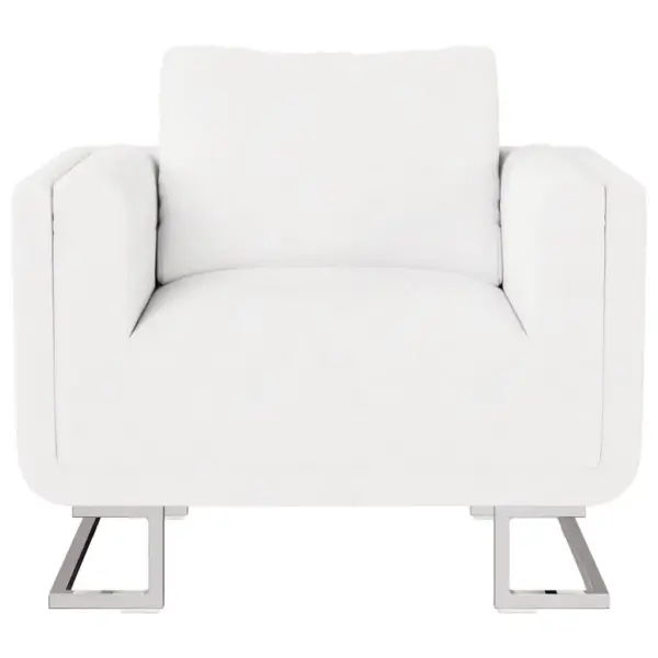 Valge kunstnahast tugitool kroomitud jalgadega, 85,5 x 63 x 74 cm – 3
