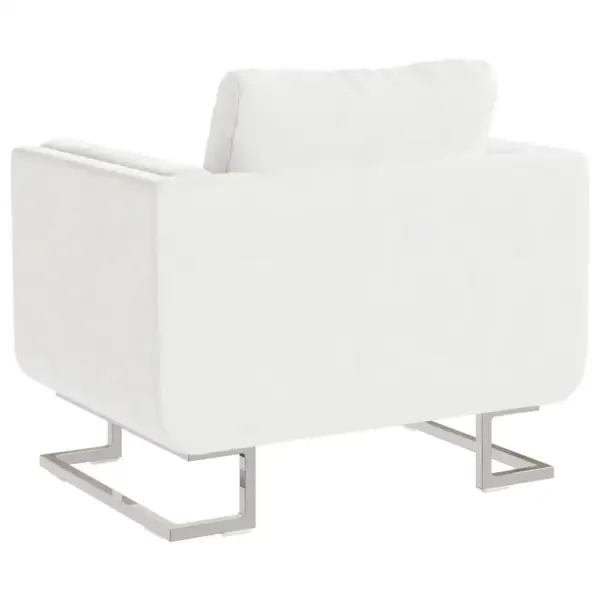 Valge kunstnahast tugitool kroomitud jalgadega, 85,5 x 63 x 74 cm – 4