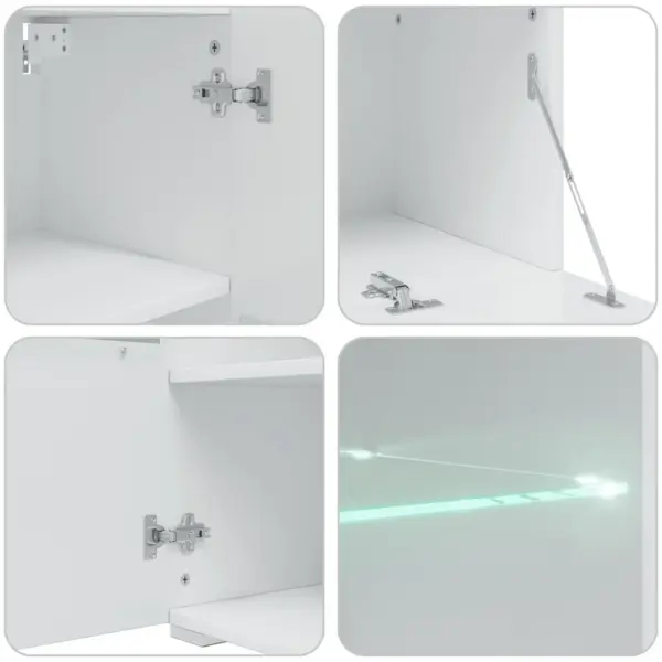 Valge LED-valgustusega sektsioonkapp, 5-osaline tehispuidust, 240 x 40 x 195 cm – 12