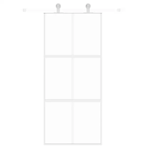 Valge klaasist liuguks alumiiniumraamiga, 90 x 205 cm – 3
