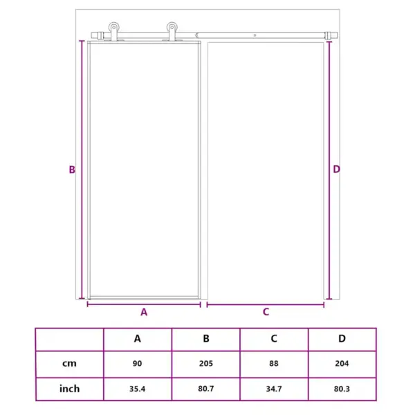Valge klaasist liuguks alumiiniumraamiga, 90 x 205 cm – 10