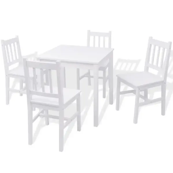 5-osaline valge männipuidust söögitoakomplekt, laud 70 x 70 cm – 2