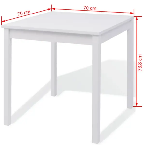 5-osaline valge männipuidust söögitoakomplekt, laud 70 x 70 cm – 8