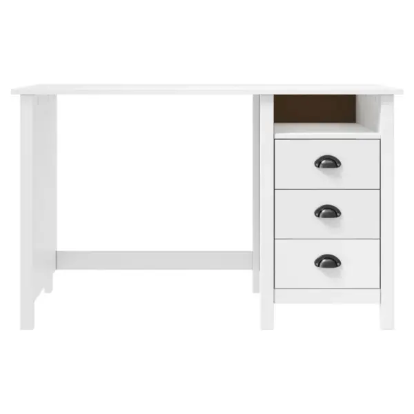 Valge männipuidust kirjutuslaud Hill 3 sahtliga, 120 x 50 x 74 cm – 2