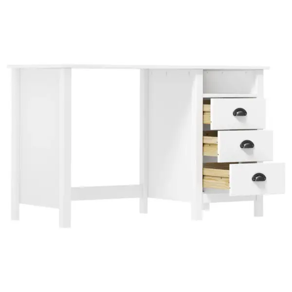 Valge männipuidust kirjutuslaud Hill 3 sahtliga, 120 x 50 x 74 cm – 3