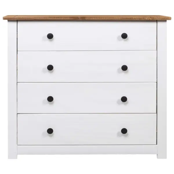 Valge männipuidust kummut 4 sahtliga, 80 x 40 x 73 cm, Panama sari – 2