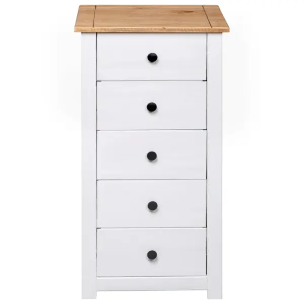 Valge männipuidust kummut 5 sahtliga, Panama sari, 46 x 40 x 89 cm – 6