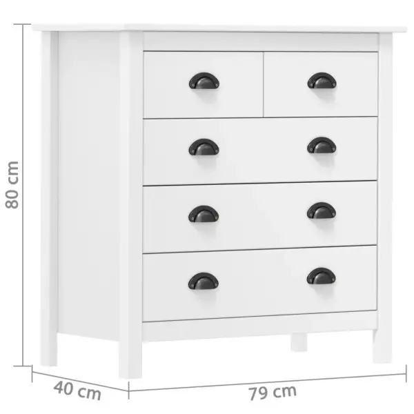 Valge männipuidust puhvetkapp Hill, 5 sahtlit, 79 x 40 x 80 cm – 7
