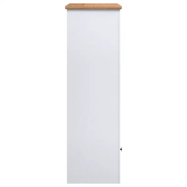 Valge ja naturaalse puidutooniga männipuidust raamatukapp 3 riiuli ja sahtliga, 80 x 35 x 110 cm, Panama sari – 6