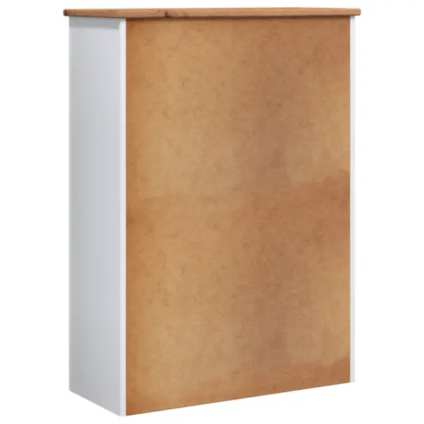 Valge ja naturaalse puidutooniga männipuidust raamatukapp 3 riiuli ja sahtliga, 80 x 35 x 110 cm, Panama sari – 7