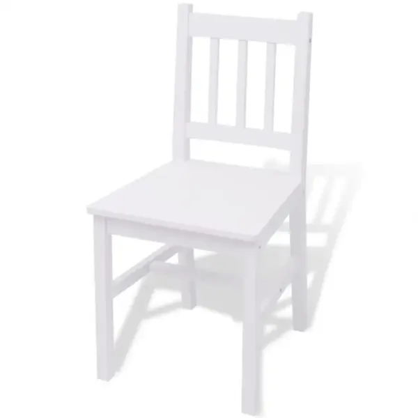 Kolmeosaline valge männipuidust söögitoakomplekt, laud 70 x 70 cm ja 2 tooli – 5