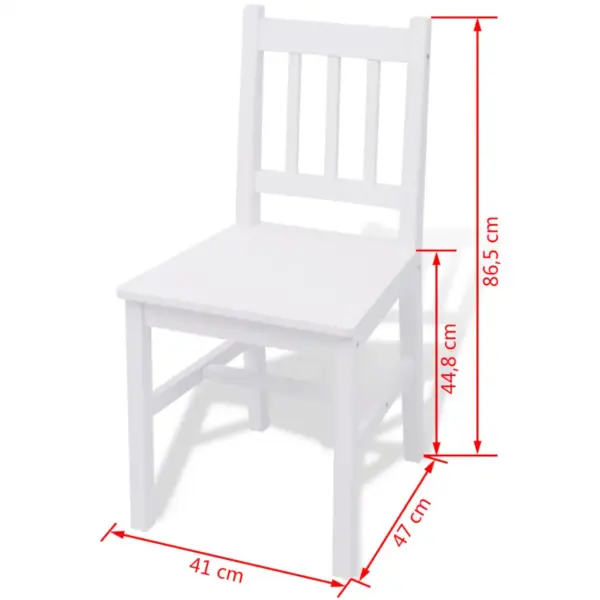 Kolmeosaline valge männipuidust söögitoakomplekt, laud 70 x 70 cm ja 2 tooli – 7